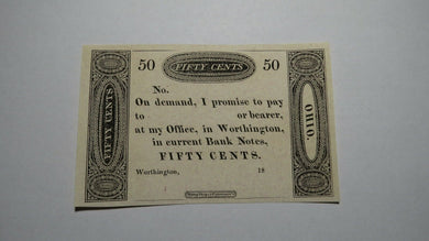 $.50 18__ Worthington Ohio OH Obsolete Currency Bank Note Fractional Remainder!