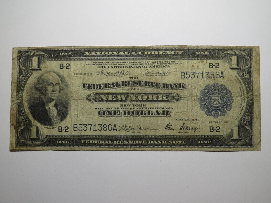 $1 1914 New York City Federal Reserve Large Bank Note National Currency Bill