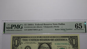 2 $1 1985 & 1988 Matching Radar Serial Numbers Federal Reserve Bank Note Bills