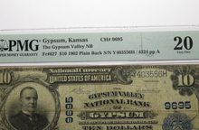 Load image into Gallery viewer, $10 1902 Gypsum Kansas KS National Currency Bank Note Bill Ch #9695 VF20 PMG