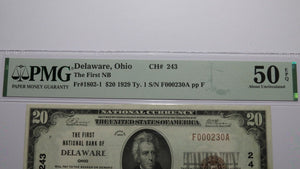 $20 1929 Delaware Ohio OH National Currency Bank Note Bill Ch. #243 UNC50EPQ PMG