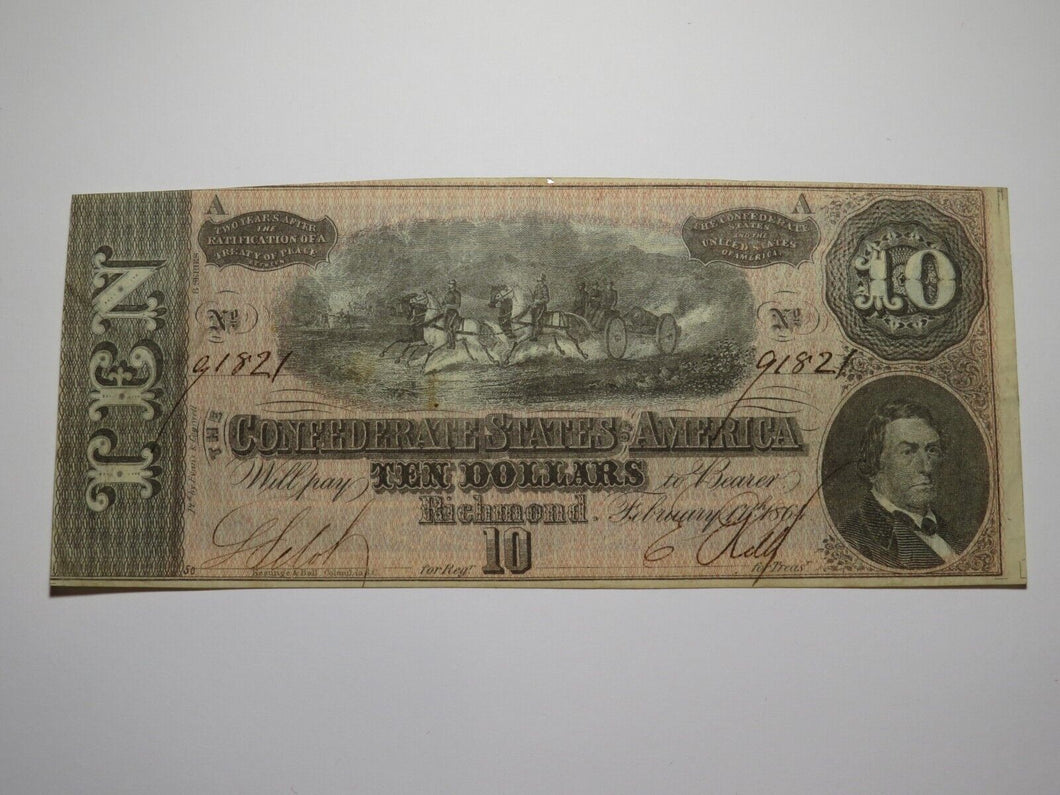 $10 1864 Richmond Virginia VA Confederate Currency Bank Note Bill RARE T68 XF