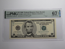 Load image into Gallery viewer, 3 $5 1999-2006-2009 Matching Fancy Serial Numbers Federal Reserve Bank Note Bill