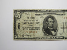 Load image into Gallery viewer, $5 1929 Salt Lake City Utah UT National Currency Bank Note Bill Charter #2059