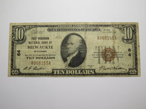 $10 1929 Milwaukee Wisconsin WI National Currency Bank Note Bill Ch #64 FINE