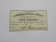 Load image into Gallery viewer, $4 1861 Confederate Bond Coupon Certificate Currency Bank Note Bill XF+