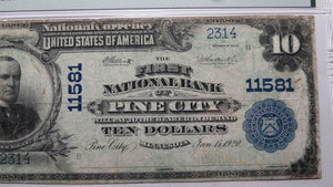 $10 1902 Pine City Minnesota MN National Currency Bank Note Bill #11581 F15 PMG