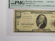 Load image into Gallery viewer, $10 1929 Beverly New Jersey NJ National Currency Bank Note Bill #8704 VF20 PMG