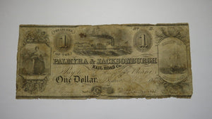 $1 1838 Palmyra Michigan MI Obsolete Currency Bank Note Bill! Jacksonburgh RR