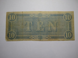 $10 1864 Richmond Virginia VA Confederate Currency Bank Note Bill RARE T68 FINE