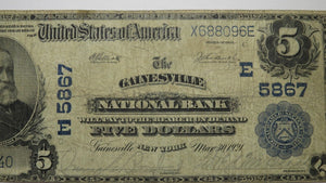 $5 1902 Gainesville New York NY National Currency Bank Note Bill Ch. #5867 RARE