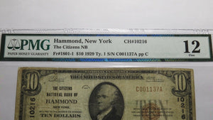 $10 1929 Hammond New York NY National Currency Bank Note Bill Ch. #10216 F12 PMG