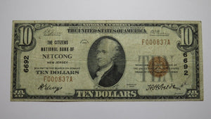 $10 1929 Netcong New Jersey NJ National Currency Bank Note Bill Ch. #6692 VF