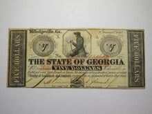 Load image into Gallery viewer, $5 1862 Milledgeville Georgia Obsolete Currency Bank Note Bill State of GA UNC++