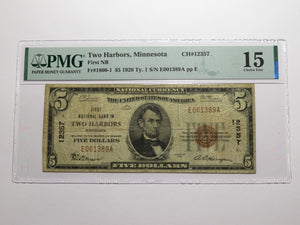 $5 1929 Two Harbors Minnesota National Currency Bank Note Bill #12357 F15 PMG