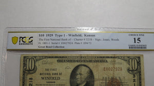 $10 1929 Winfield Kansas KS National Currency Bank Note Bill Ch. #3218 F15 PCGS