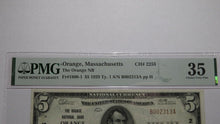 Load image into Gallery viewer, $5 1929 Orange Massachusetts MA National Currency Bank Note Bill Ch #2255 VF35