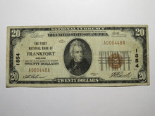 Load image into Gallery viewer, $20 1929 Frankfort Indiana IN National Currency Bank Note Bill Charter #1854 VF