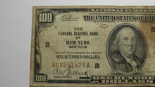 Load image into Gallery viewer, $100 1929 New York New York National Currency Note Federal Reserve Bank Bill!