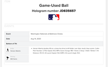 Load image into Gallery viewer, 2020 Hanser Alberto Baltimore Orioles Game Used RBI Double MLB Baseball! 2B Hit!