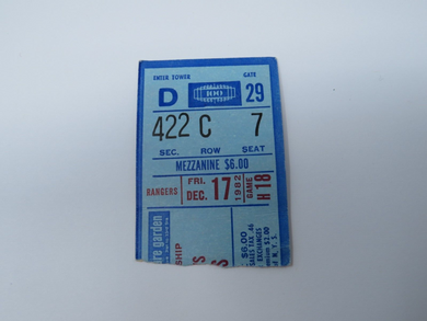 December 17, 1982 New York Rangers Islanders Hockey Ticket Stub! Bossy Hat Trick