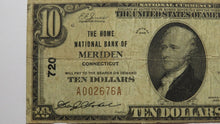 Load image into Gallery viewer, $10 1929 Meriden Connecticut CT National Currency Bank Note Bill! Ch. #720 Fine