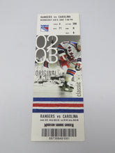 Load image into Gallery viewer, January 8, 2003 New York Rangers Vs. Carolina Hurricanes NHL Hockey Ticket Stub