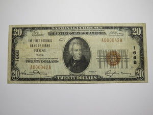 $20 1929 Boise Idaho ID National Currency Bank Note Bill Ch. #1668 Low Serial #