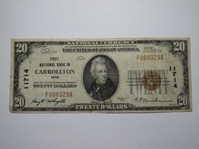 Load image into Gallery viewer, $20 1929 Carrollton Ohio OH National Currency Bank Note Bill Charter #11714 VF