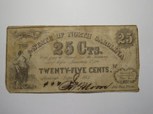 Load image into Gallery viewer, $.25 1863 Raleigh North Carolina Obsolete Currency Bank Note Bill State of NC