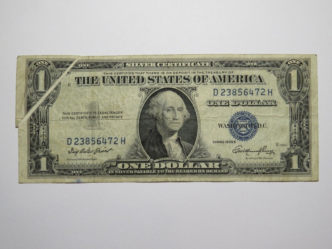 $1 1935 Silver Certificate Gutter Fold Error Bank Note Bill Blue Seal FINE