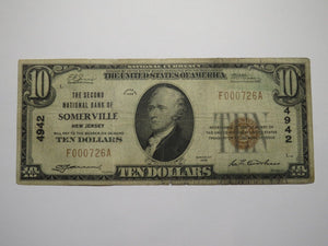 $10 1929 Somerville New Jersey NJ National Currency Bank Note Bill Ch #4942 FINE