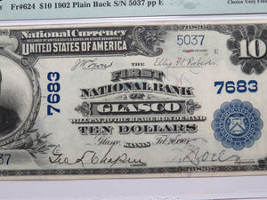 $10 1902 Glasco Kansas KS National Currency Bank Note Bill Ch. #7683 PMG VF35