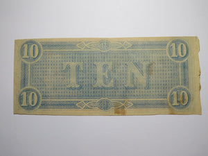 $10 1864 Richmond Virginia Confederate Currency Bank Note Bill RARE T68 VF+