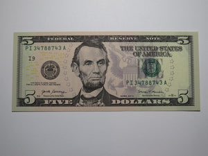 $5 2017 Radar Serial Number Federal Reserve Currency Bank Note Bill #34788743