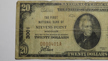 Load image into Gallery viewer, $20 1929 Stevens Point Wisconsin WI National Currency Bank Note Bill! #3001 RARE