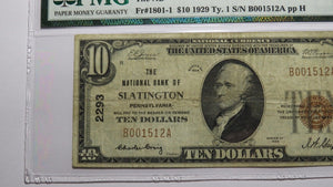 $10 1929 Slatington Pennsylvania PA National Currency Bank Note Bill #2293 VF25