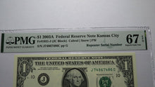 Load image into Gallery viewer, $1 2003 Repeater Serial Number Federal Reserve Currency Bank Note Bill PMG UNC67