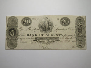 $20 1833 Augusta Georgia Obsolete Currency Bank Note Bill UNC++ Bank of Augusta