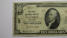 Load image into Gallery viewer, $10 1929 Waverly New York NY National Currency Bank Note Bill Charter #297 Fine