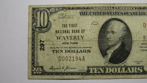 $10 1929 Waverly New York NY National Currency Bank Note Bill Charter #297 Fine