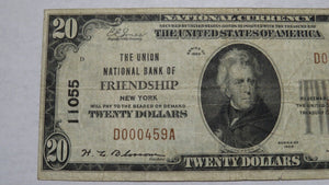 $20 1929 Friendship New York NY National Currency Bank Note Bill Ch. #11055 VF!