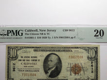 Load image into Gallery viewer, $10 1929 Caldwell New Jersey NJ National Currency Bank Note Bill Ch #9612 VF20