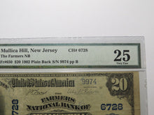 Load image into Gallery viewer, $20 1902 Mullica Hill New Jersey NJ National Currency Bank Note Bill #6728 VF25