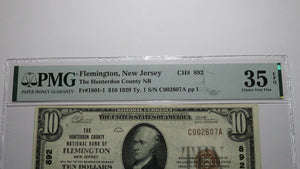 $10 1929 Flemington New Jersey NJ National Currency Bank Note Bill Ch. #892 VF35