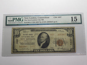 $10 1929 New London Connecticut CT National Currency Bank Note Bill Ch #1037 PMG