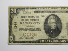 Load image into Gallery viewer, $20 1929 Kansas City Missouri MO National Currency Bank Note Bill Ch #11344 FINE