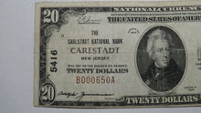 Load image into Gallery viewer, $20 1929 Carlstadt New Jersey NJ National Currency Bank Note Bill Ch. #5416 VF!