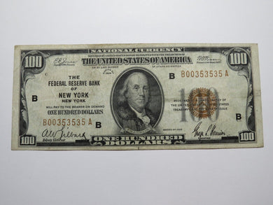 $100 1929 Chicago National Currency Fancy Serial # Federal Reserve Bank Note VF