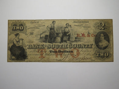 $2 1853 Wakefield, South Kingstown Rhode Island Obsolete Currency Bank Note Bill